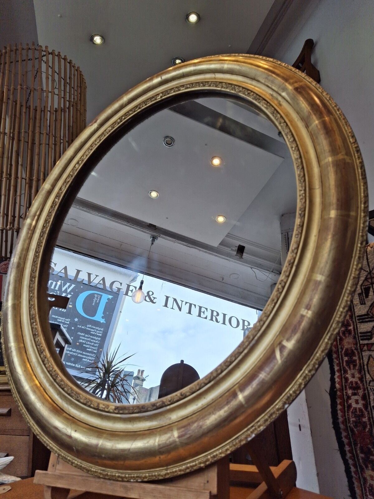 19th Century French Gilt Framed Oval Wall Mirror. Antique/Interiors.