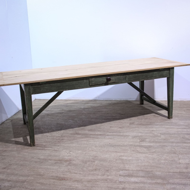 Large Stripped Oak Top Country Kitchen Table - Image 5