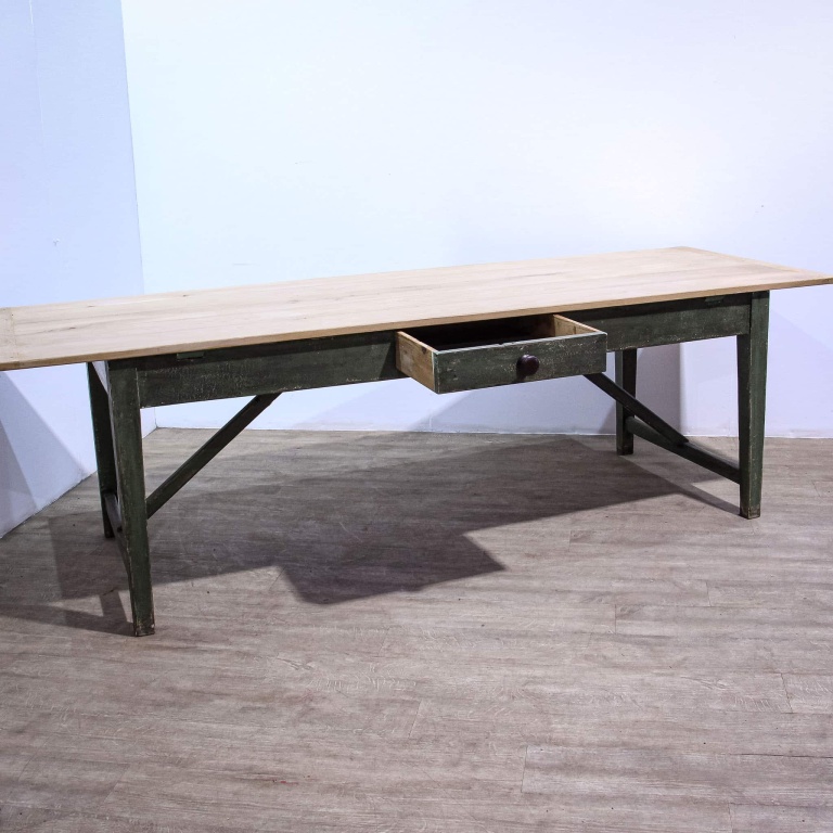 Large Stripped Oak Top Country Kitchen Table - Image 3