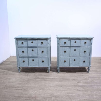 Pair Blue Painted Gustavian Style Commodes - Image 3