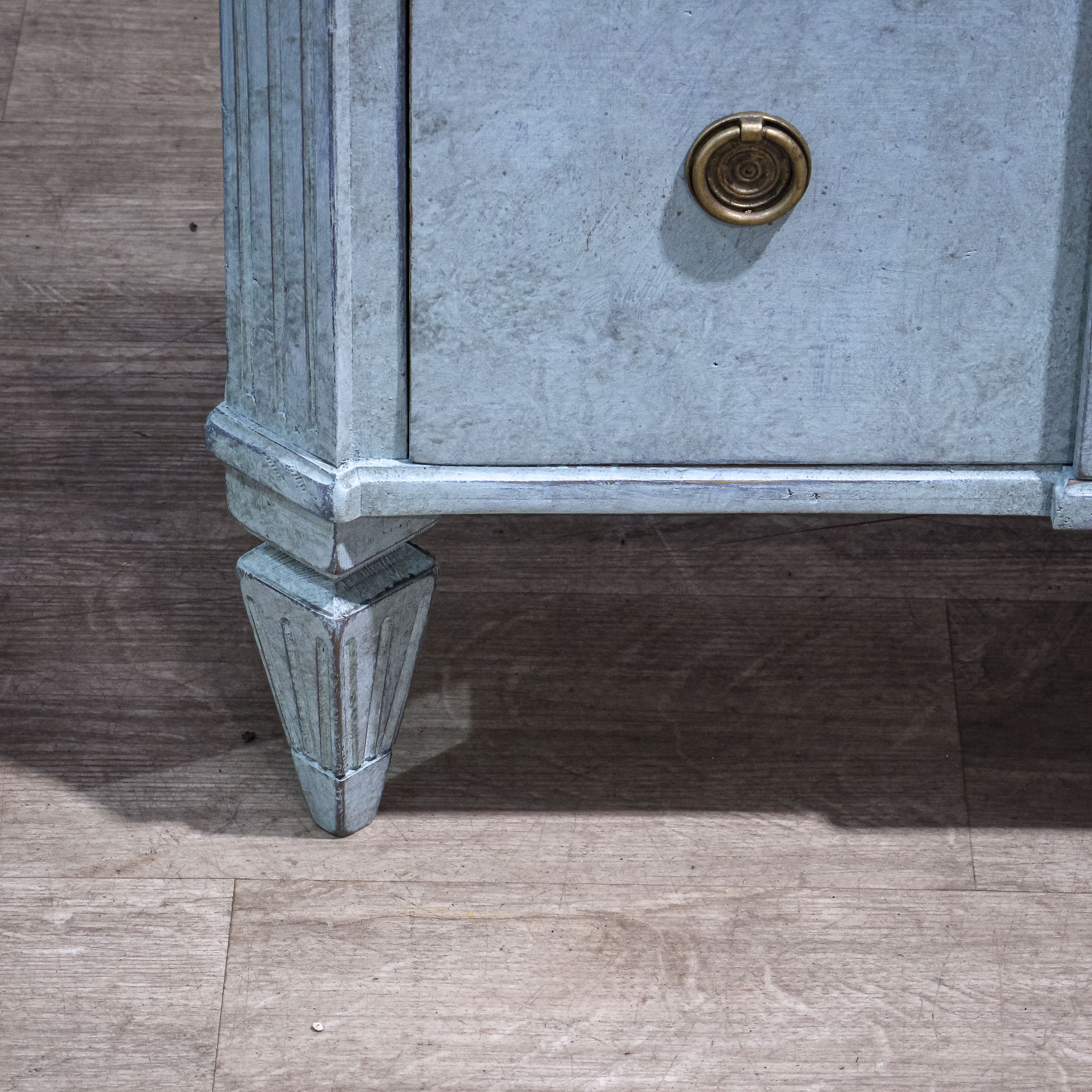 Pair Blue Painted Gustavian Style Commodes
