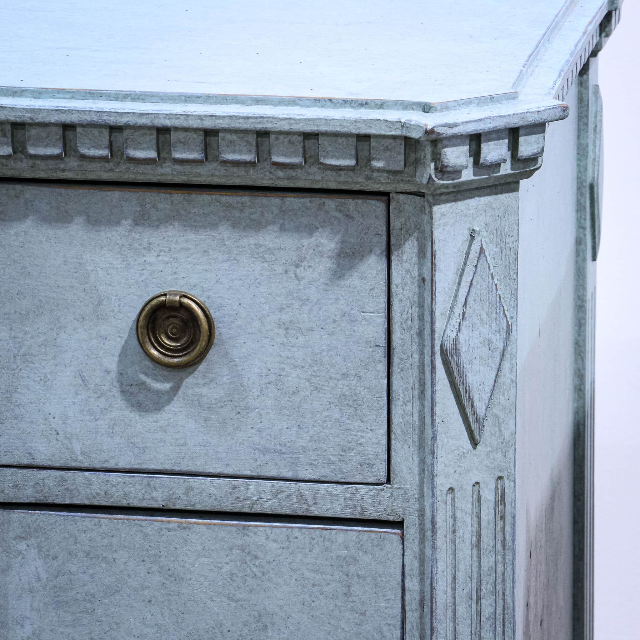 Pair Blue Painted Gustavian Style Commodes