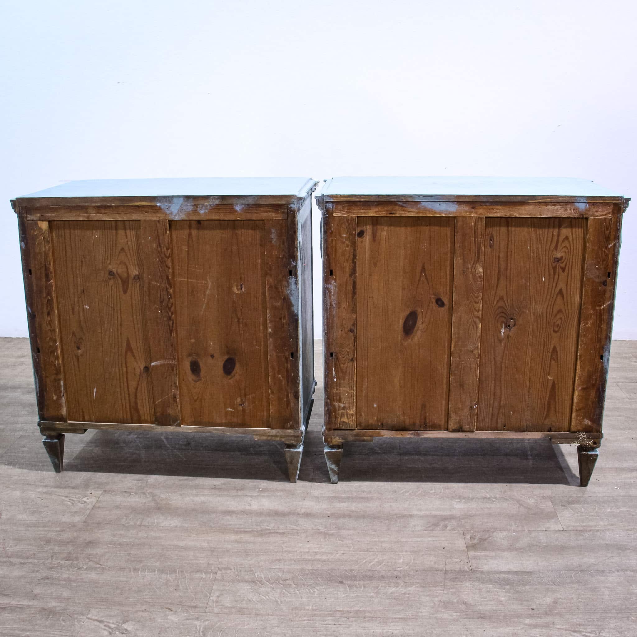Pair Blue Painted Gustavian Style Commodes