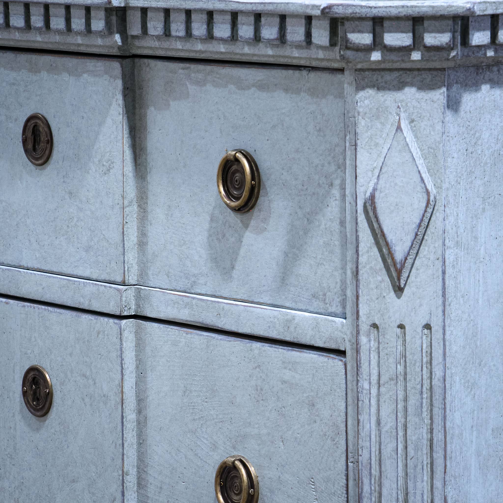 Pair Blue Painted Gustavian Style Commodes