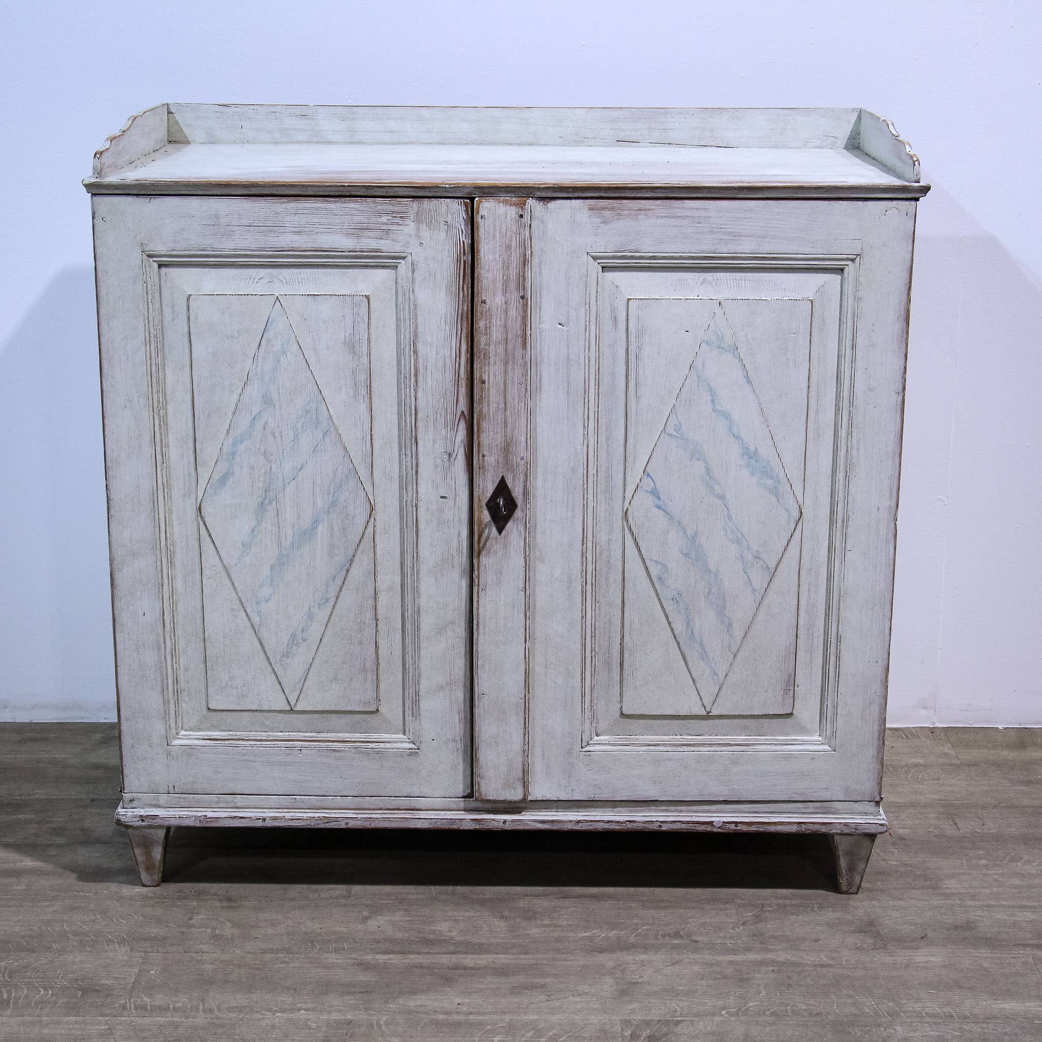 Painted Two Door Gustavian Style Cupboard