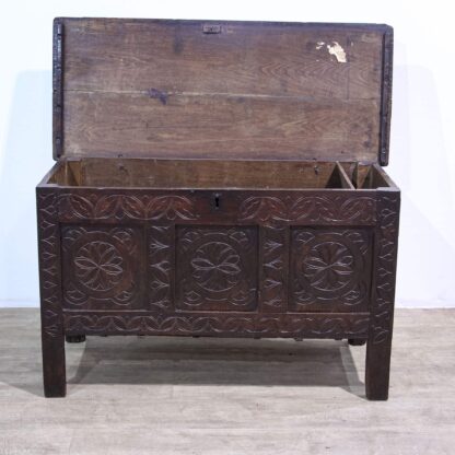 17th Century Carved Oak Coffer - Image 4