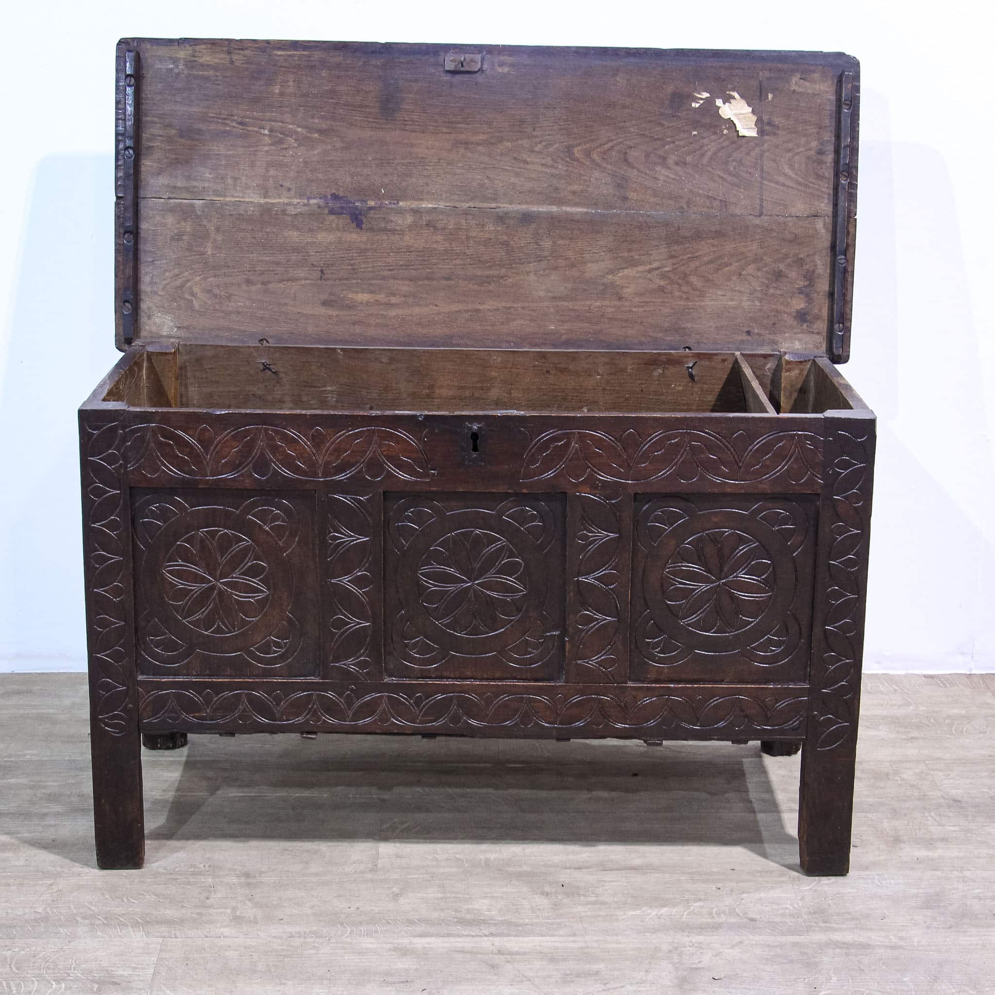 17th Century Carved Oak Coffer