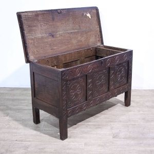 17th Century Carved Oak Coffer