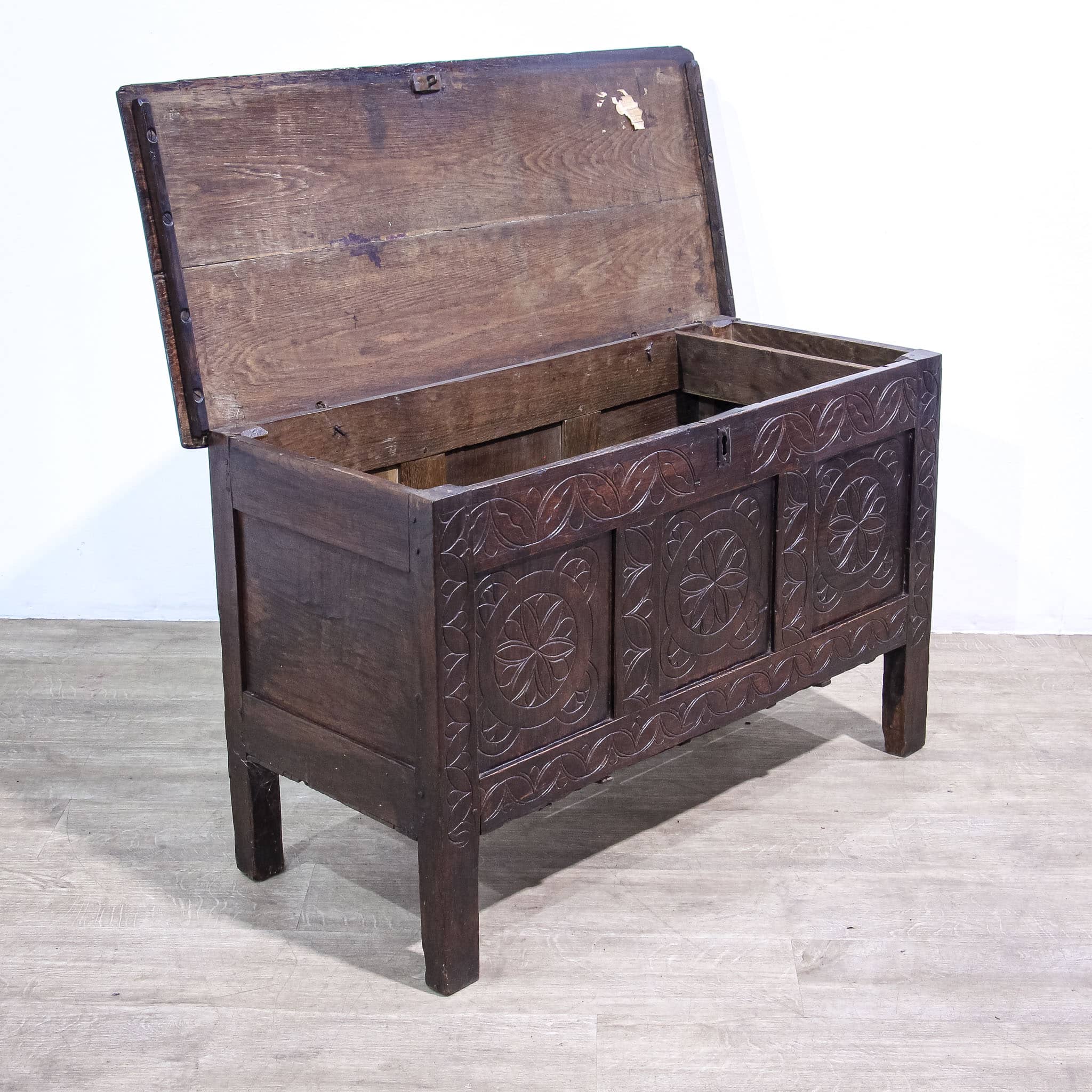 17th Century Carved Oak Coffer