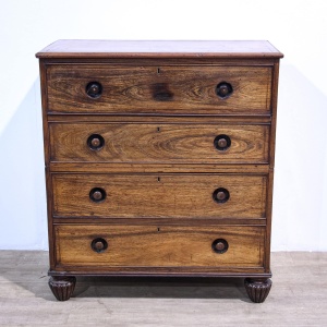 Anglo-Chinese Padouk Secretaire Chest of Campaign Construction