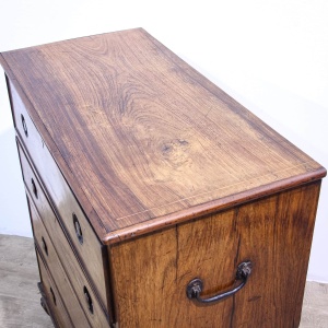 Anglo-Chinese Padouk Secretaire Chest of Campaign Construction