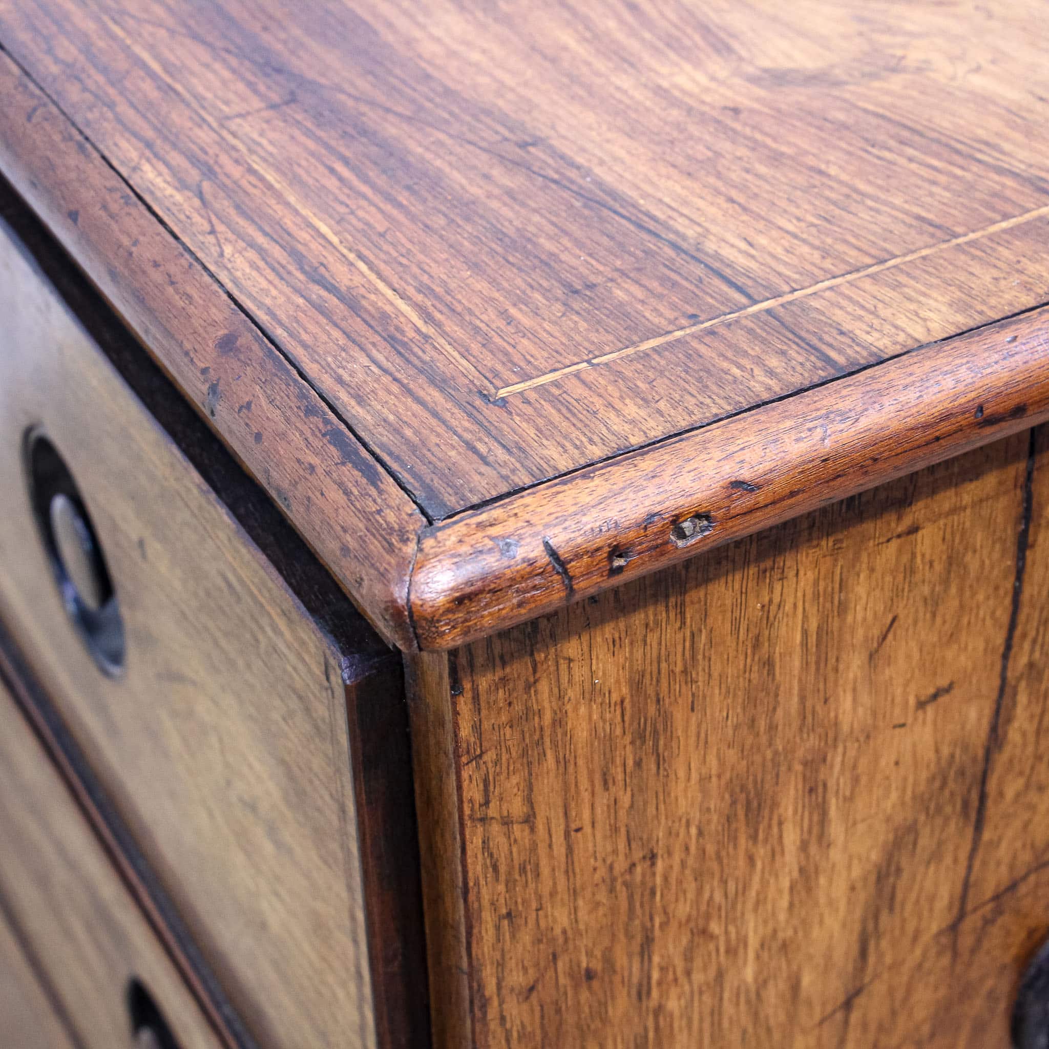 Anglo-Chinese Padouk Secretaire Chest of Campaign Construction