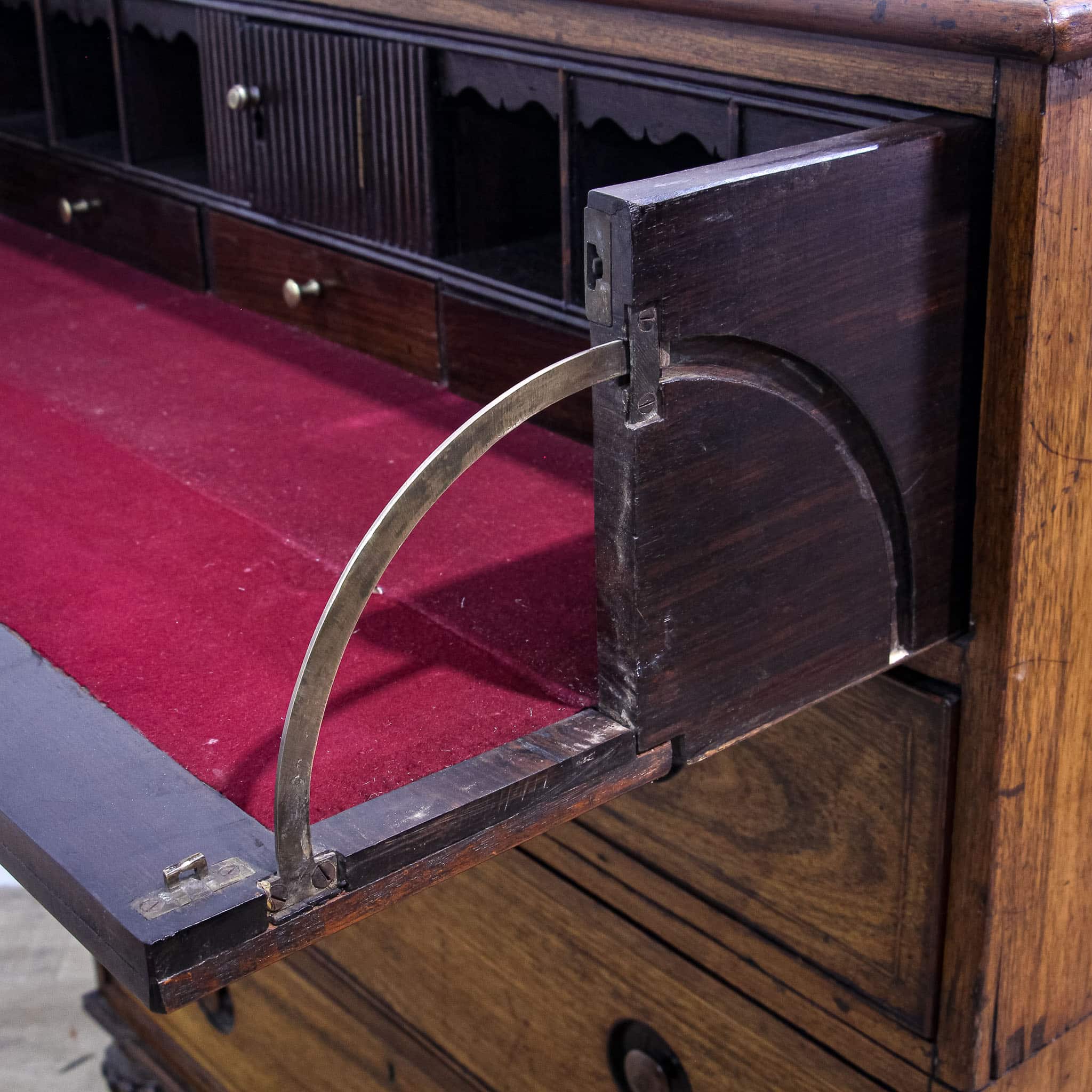 Anglo-Chinese Padouk Secretaire Chest of Campaign Construction