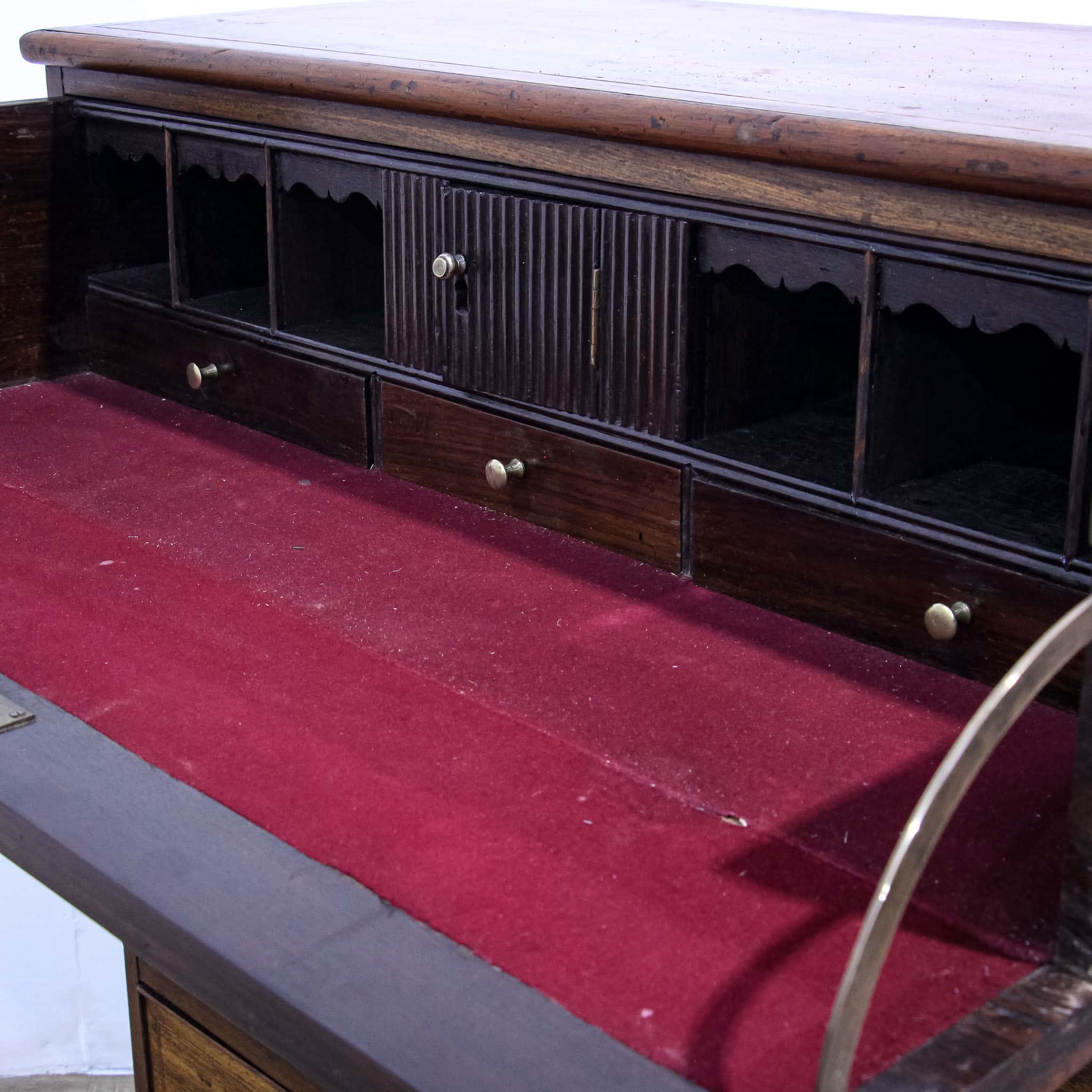 Anglo-Chinese Padouk Secretaire Chest of Campaign Construction