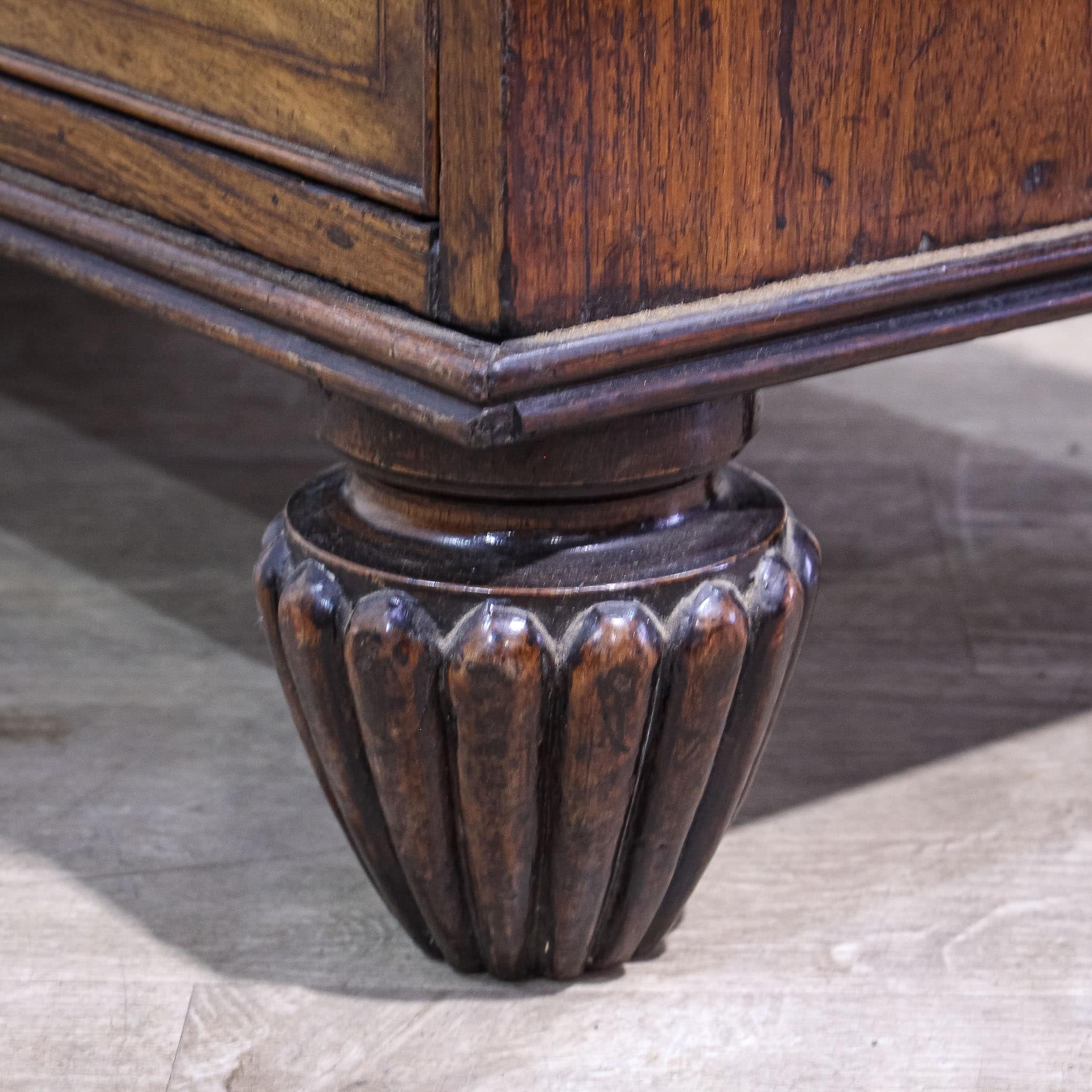 Anglo-Chinese Padouk Secretaire Chest of Campaign Construction