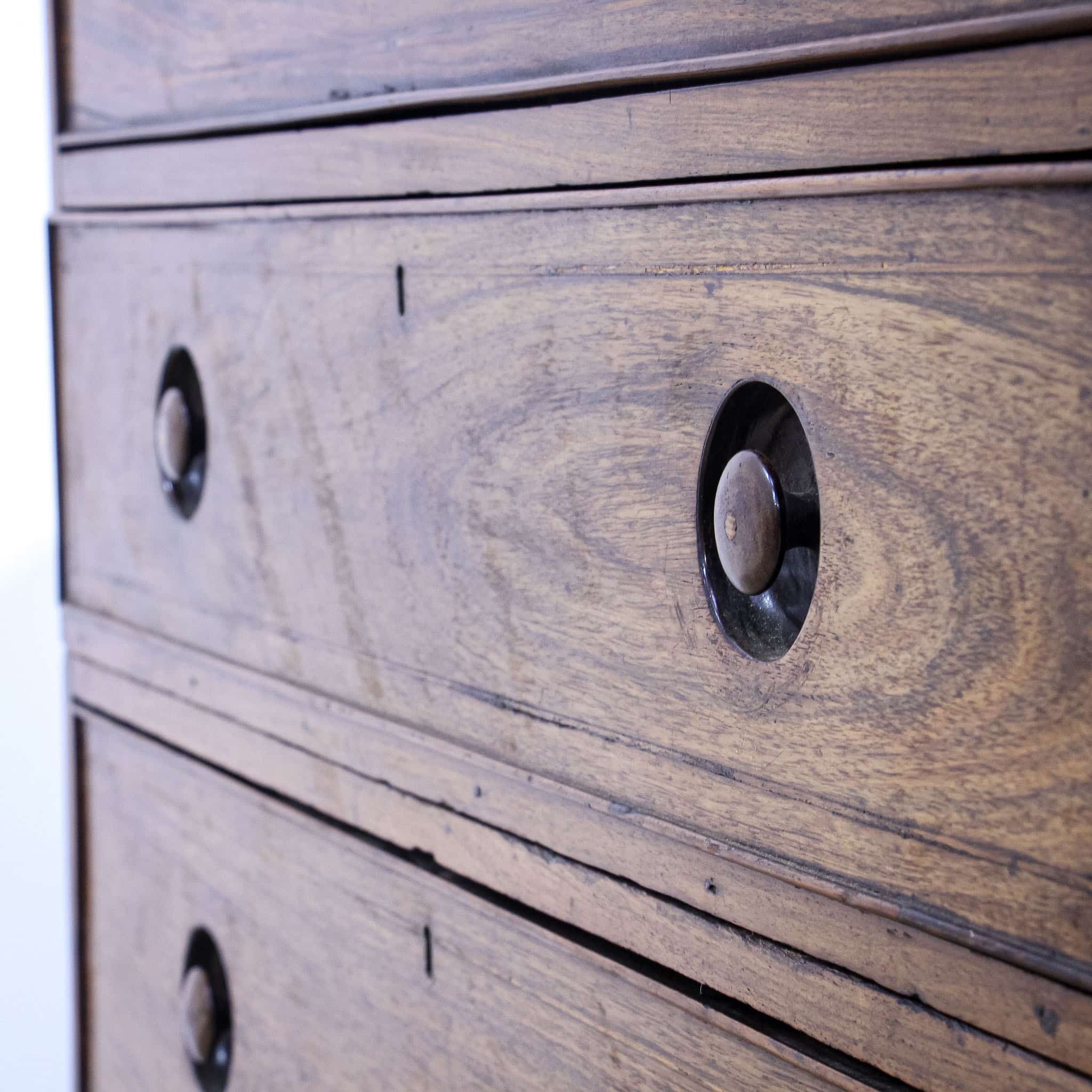 Anglo-Chinese Padouk Secretaire Chest of Campaign Construction