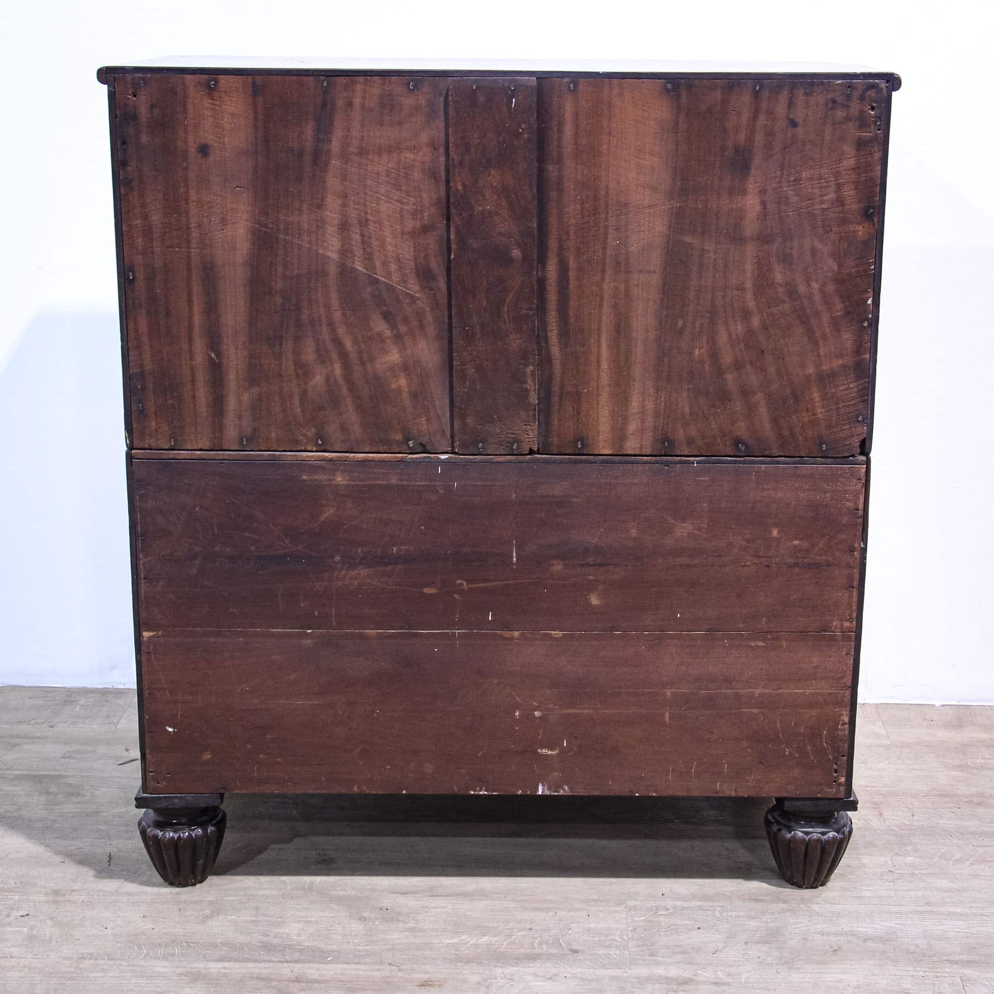 Anglo-Chinese Padouk Secretaire Chest of Campaign Construction