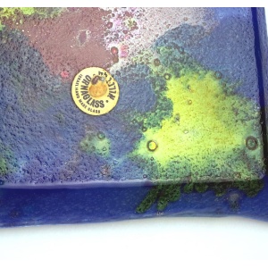 A mid century retro art glass multi colour hand-made Tray by Ornaglass C.1960s