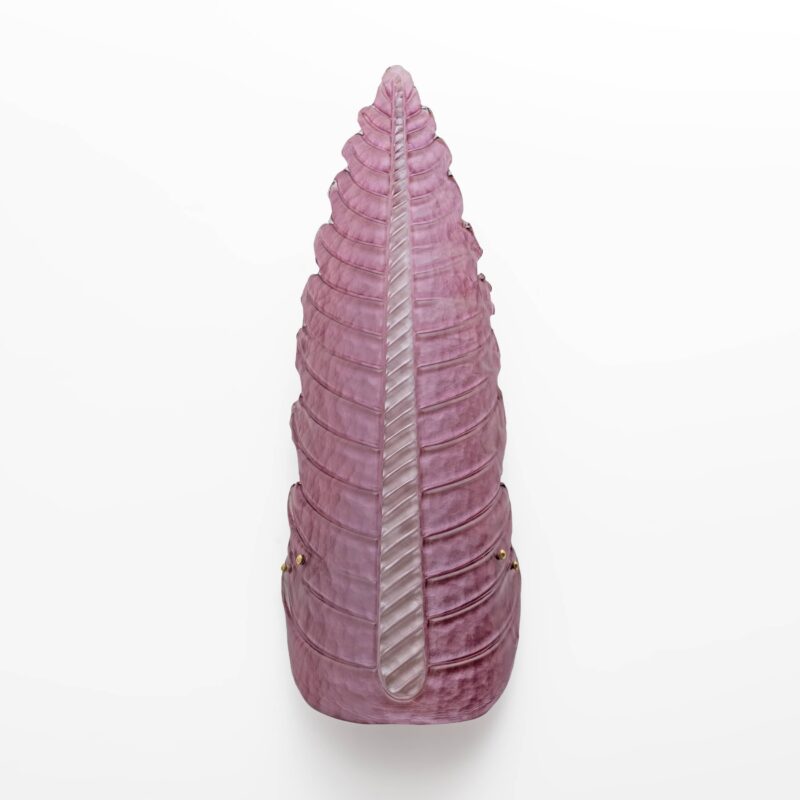 Pair of Mid-Century Modern Murano Glass Amethyst Pink Big Leafs Sconces