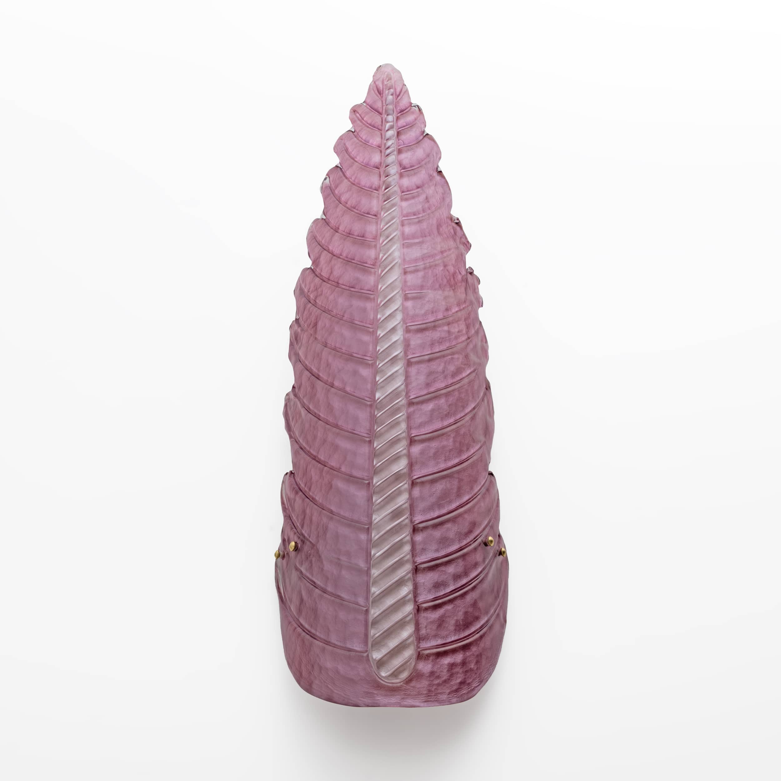 Pair of Mid-Century Modern Murano Glass Amethyst Pink Big Leafs Sconces