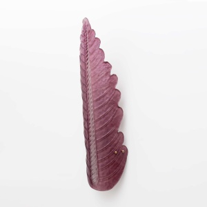 Pair of Mid-Century Modern Murano Glass Amethyst Pink Big Leafs Sconces