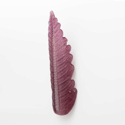 Pair of Mid-Century Modern Murano Glass Amethyst Pink Big Leafs Sconces - Image 7