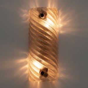 Pair of Barovier & Toso Style Modern Murano Glass Smoked Twisted Sconces /cm H30