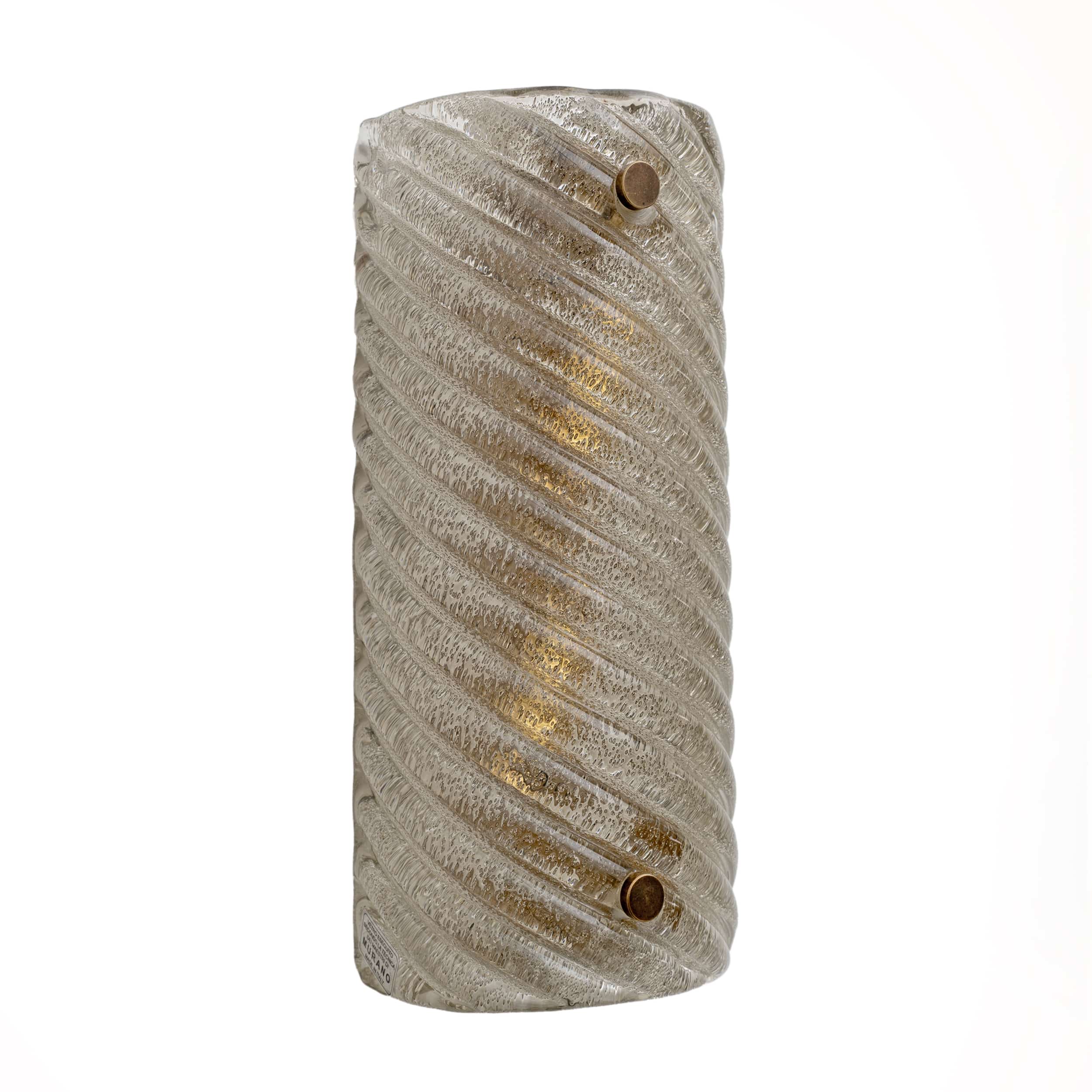 Pair of Barovier & Toso Style Modern Murano Glass Smoked Twisted Sconces /cm H30