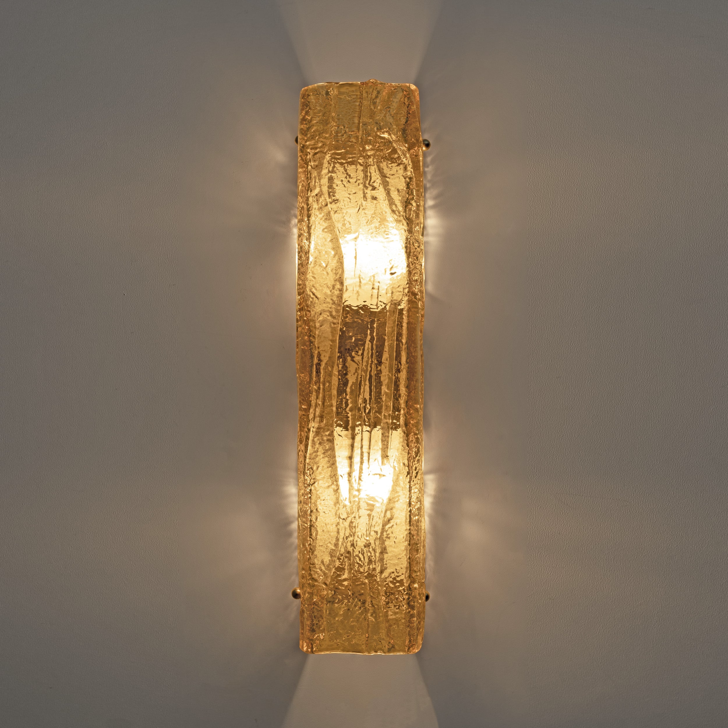 Pair of Mazzega-Style Gold Yellow Murano Glass Sconces