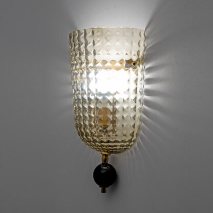 Pair of Art Dèco Style Italian Murano Glass and Brass Sconces - Image 6