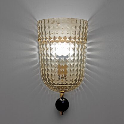 Pair of Art Dèco Style Italian Murano Glass and Brass Sconces - Image 4
