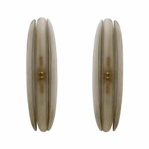 Pair of Fontana Arte Style Mid-century Modern Smoke Murano Glass Sconces