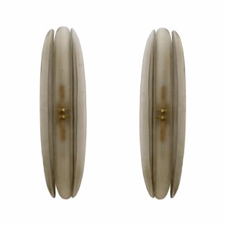 Pair of Fontana Arte Style Mid-century Modern Smoke Murano Glass Sconces