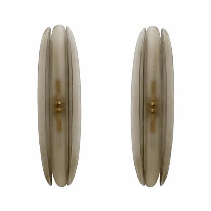 Pair of Fontana Arte Style Mid-century Modern Smoke Murano Glass Sconces