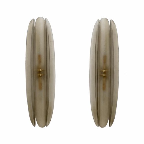 Pair of Fontana Arte Style Mid-century Modern Smoke Murano Glass Sconces