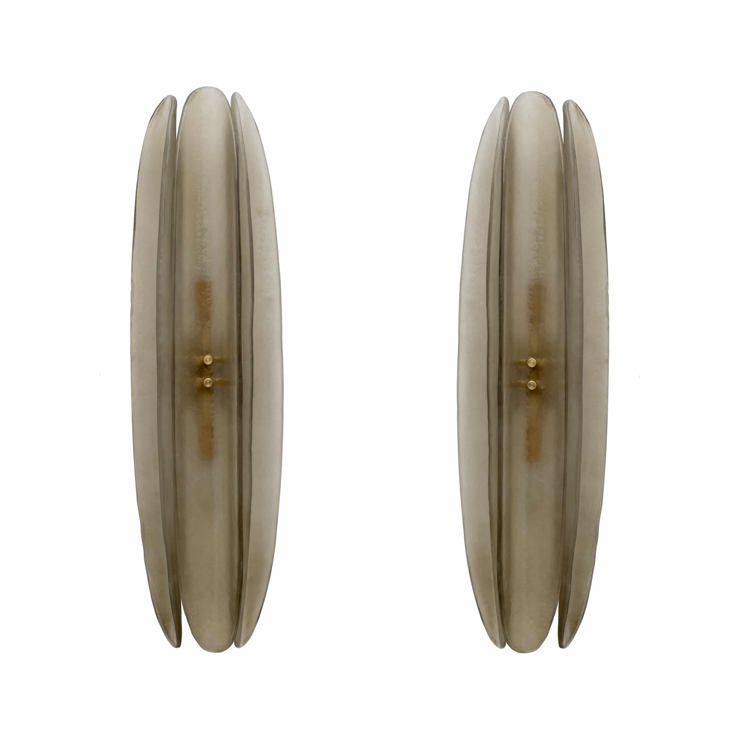 Pair of Fontana Arte Style Mid-century Modern Smoke Murano Glass Sconces