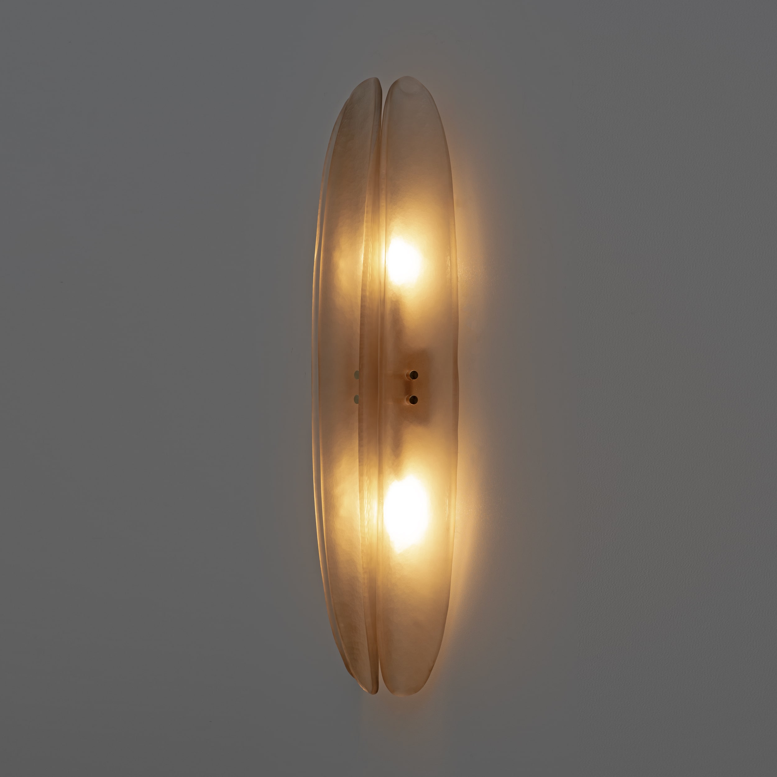 Pair of Fontana Arte Style Mid-century Modern Smoke Murano Glass Sconces