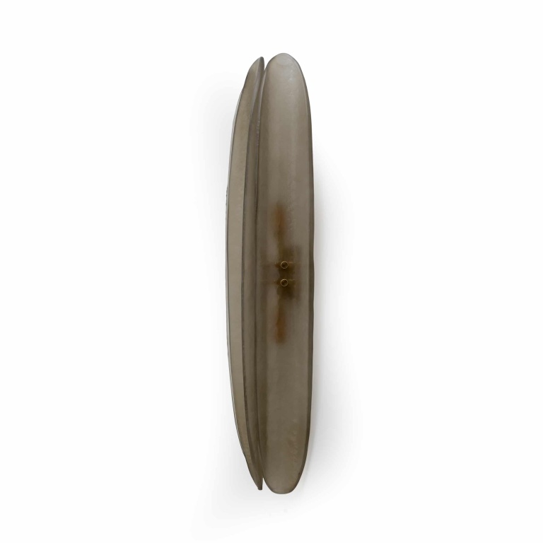 Pair of Fontana Arte Style Mid-century Modern Smoke Murano Glass Sconces - Image 6