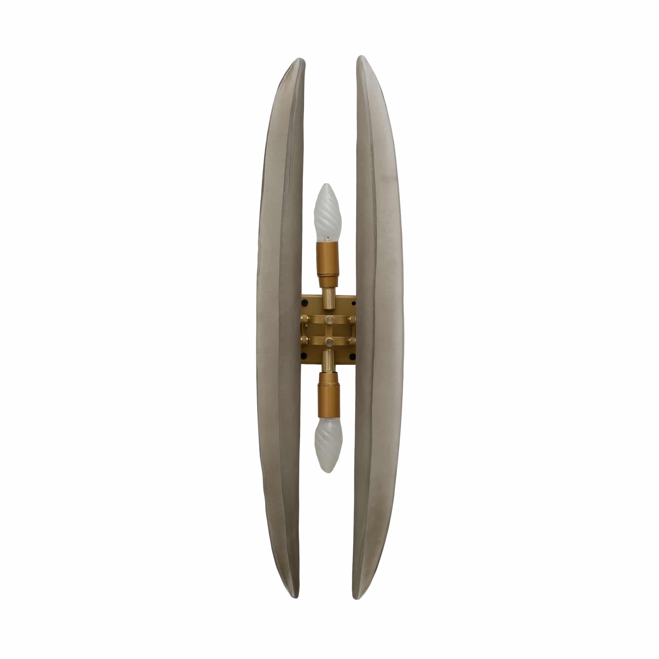 Pair of Fontana Arte Style Mid-century Modern Smoke Murano Glass Sconces