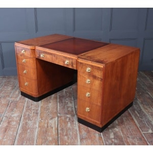 Stylish Art Deco Walnut Desk By Waring & Gillows