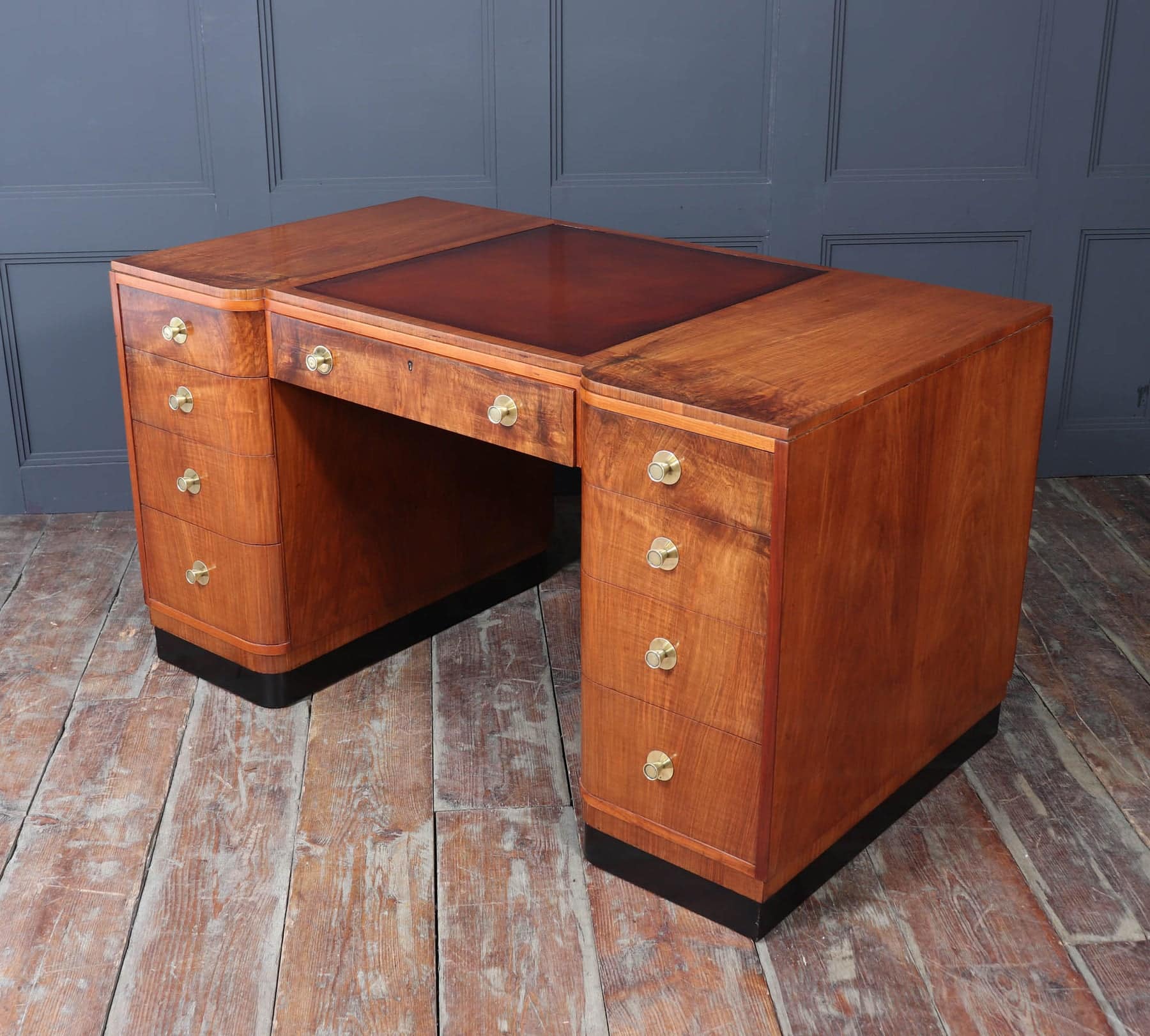 Stylish Art Deco Walnut Desk By Waring & Gillows