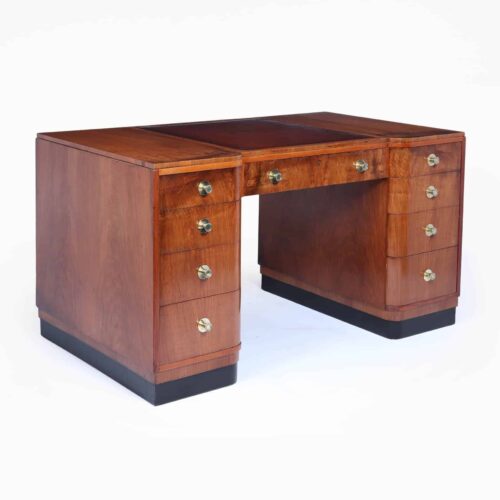 Stylish Art Deco Walnut Desk By Waring & Gillows