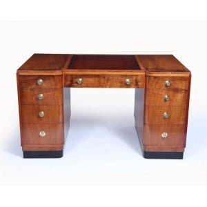 Stylish Art Deco Walnut Desk By Waring & Gillows