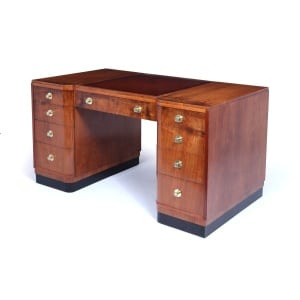 Stylish Art Deco Walnut Desk By Waring & Gillows