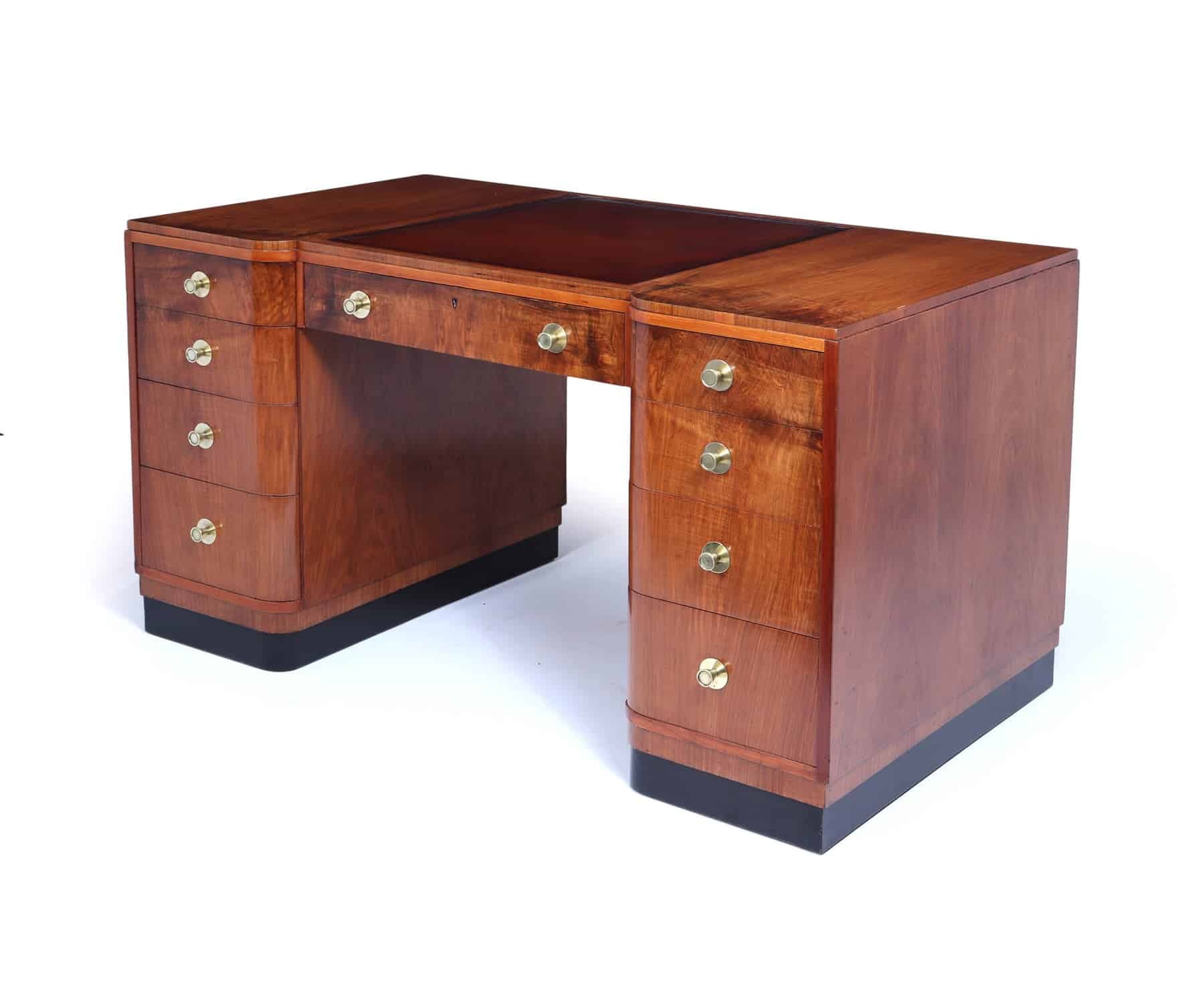 Stylish Art Deco Walnut Desk By Waring & Gillows