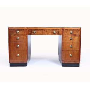 Stylish Art Deco Walnut Desk By Waring & Gillows