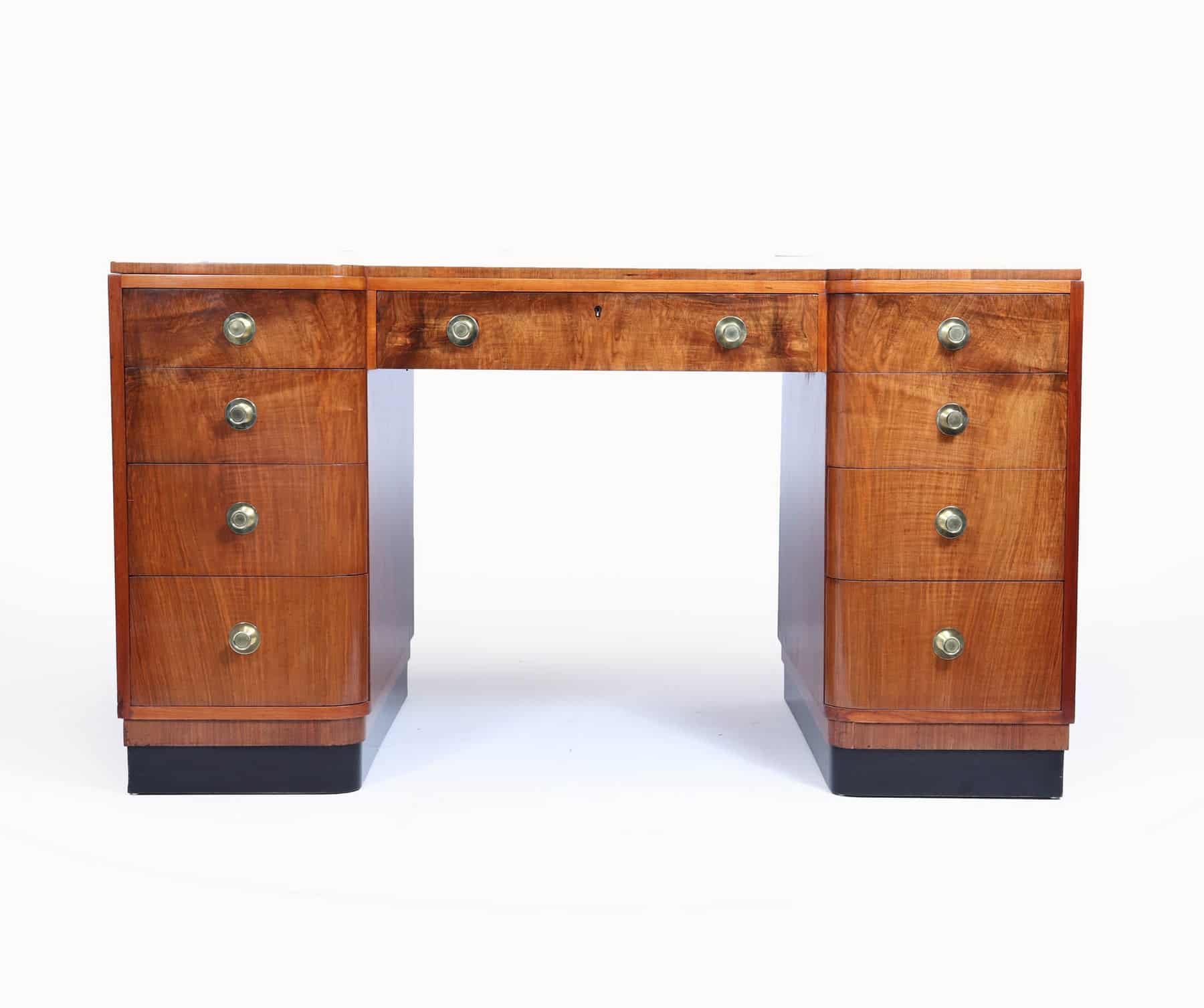 Stylish Art Deco Walnut Desk By Waring & Gillows