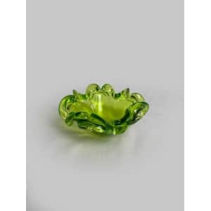 Czech Art Glass Factory Chribska By Josef Hospodka, Czechoslovakia 60s Sklo Union, Bright Green Organic Form Bowl, Mid Century Glass.