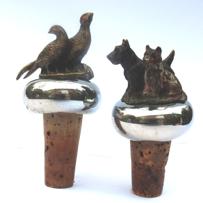 An extremely rare pair cold painted bronze novelty animal Bottle Stoppers C.1900