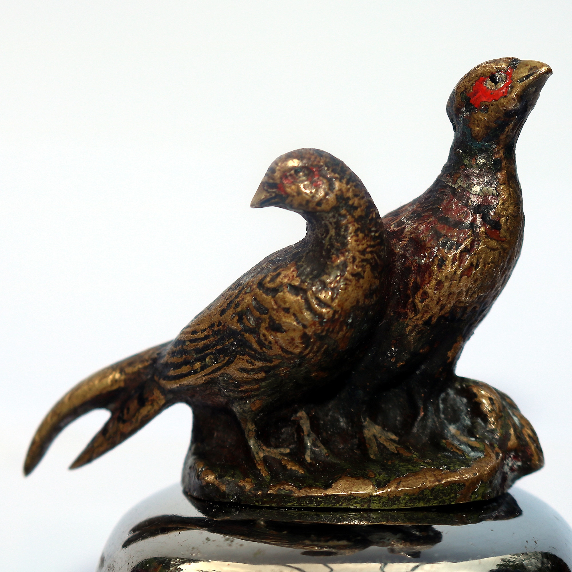 An extremely rare pair cold painted bronze novelty animal Bottle Stoppers C.1900